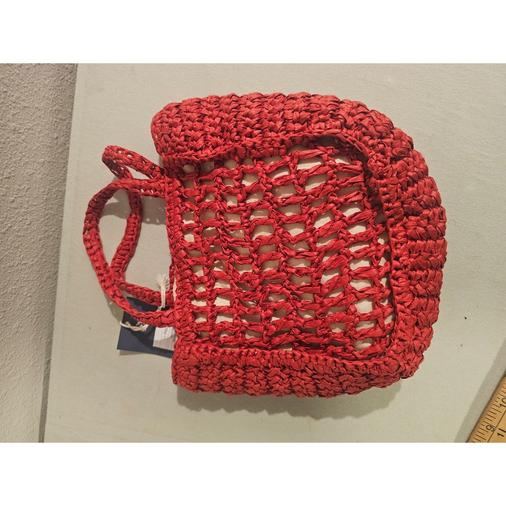 Universal Thread Small Red Raffia Spritz Tote Bag - Picture 6 of 6